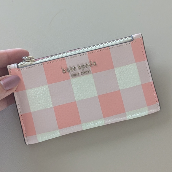 kate spade Handbags - Kate Spade Pink and White Checkered Wallet